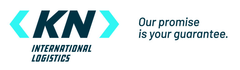 KN International Logistics Logo With Slogan blue 768x225